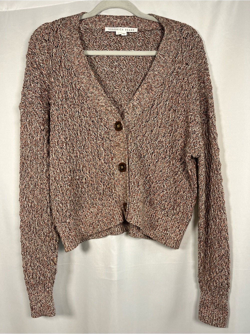 Veronica beard gio variegated v neck textured tonal knit cardigan sz s EUC - Picture 3 of 8